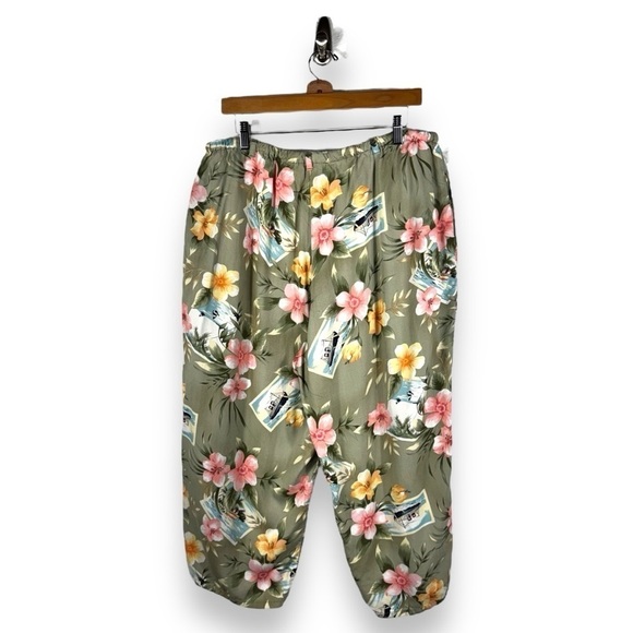 Island Traders Drawstring Waist Cropped Beach Pants, Postcard Print, Size XXL - Picture 12 of 12